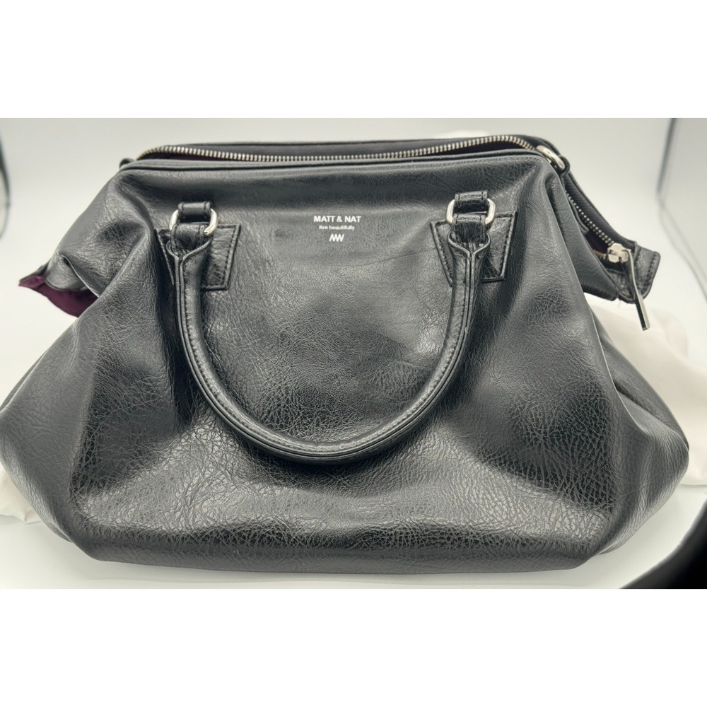 Matt & Nat Black Handheld Doctors Bag Zipper Top - Twin Handles - 15" x 10" x 5"